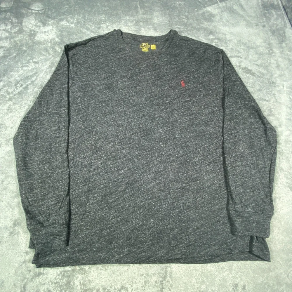 Polo Ralph Lauren T Shirt Long Sleeve Mens XL Gray Heather Classic Fit Crew Neck